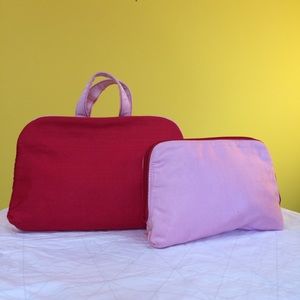 Liz Claiborne Red and Pink Toiletry Travel Pouches